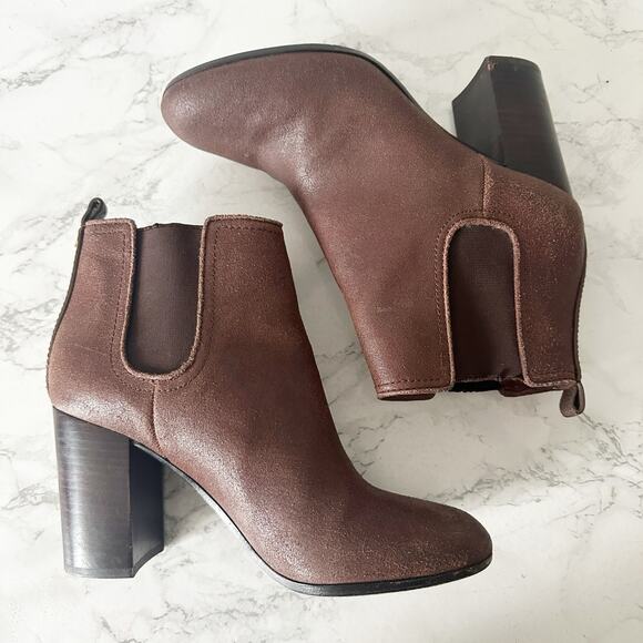 Tory Burch Margaux Brown Distressed Leather Pull on Ankle Boots Women’s Size 8 - Picture 9 of 15